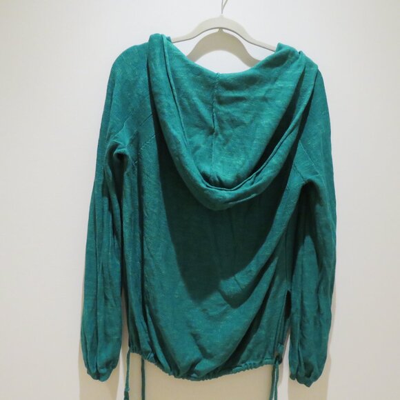 FREE PEOPLE Optimistic Linen Blend Hoodie Sweater in Kelly Green Casual Comfy - Picture 11 of 14
